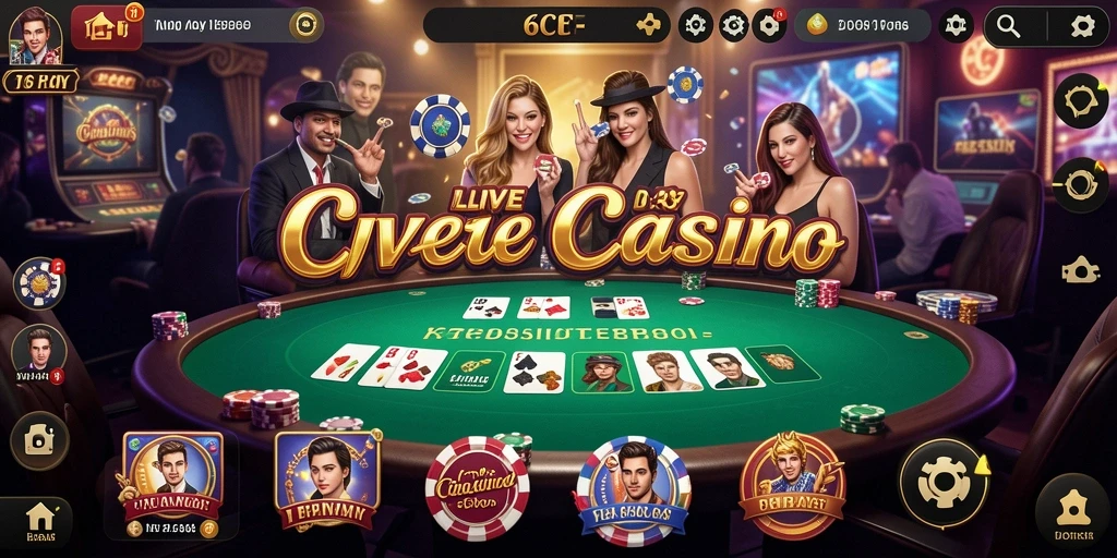 Tampilan gameplay Live Casino yang menarik dan interaktif di 6CF.