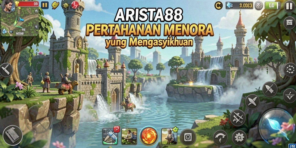 Tampilan menara dan strategi dalam ARISTA88 saat melawan musuh.
