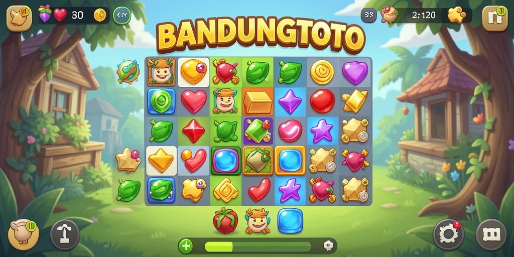 Tampilan gameplay menantang di BANDUNGTOTO dengan simbol berwarna-warni.