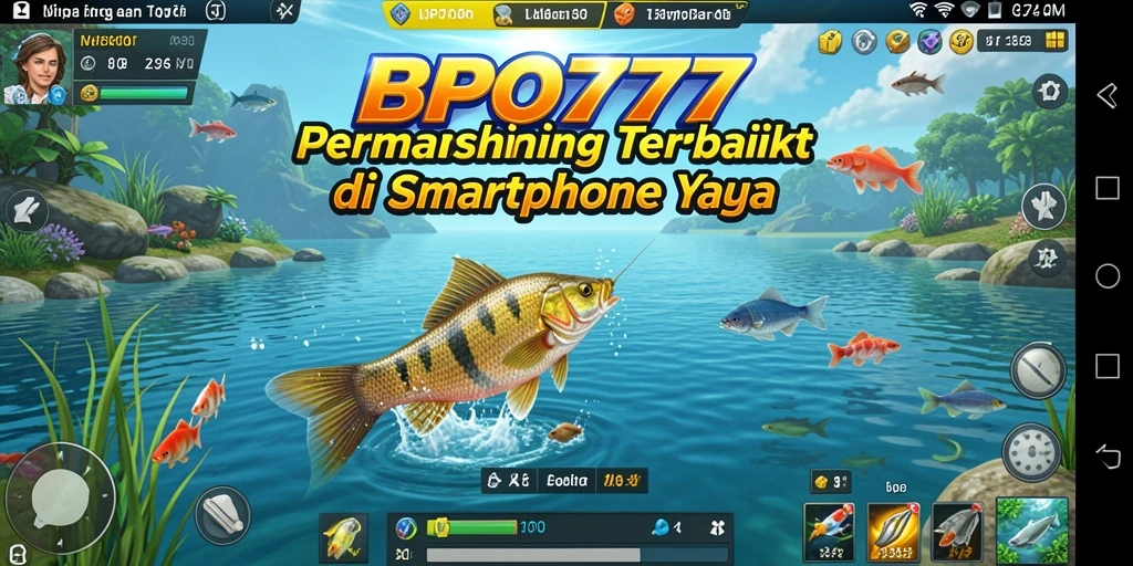 Screenshot gameplay BPO777 dengan ikan besar yang ditangkap.