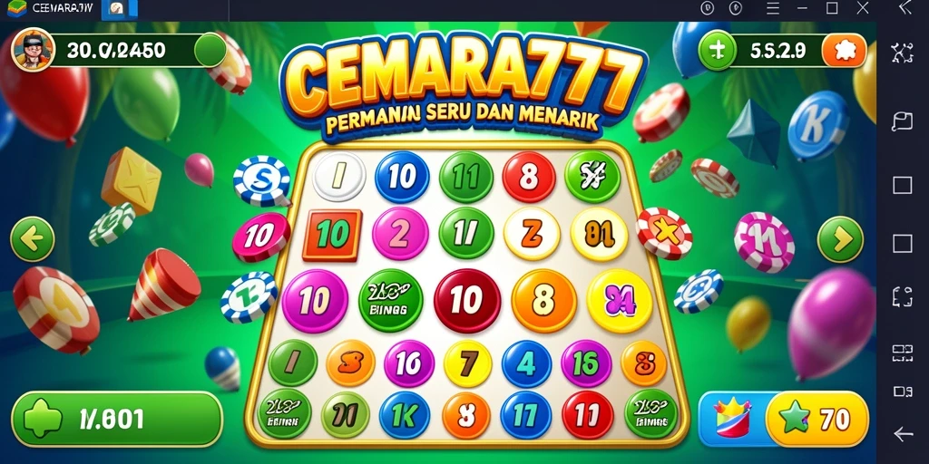 Screenshot CEMARA777 menampilkan antarmuka permainan Bingo yang menarik.