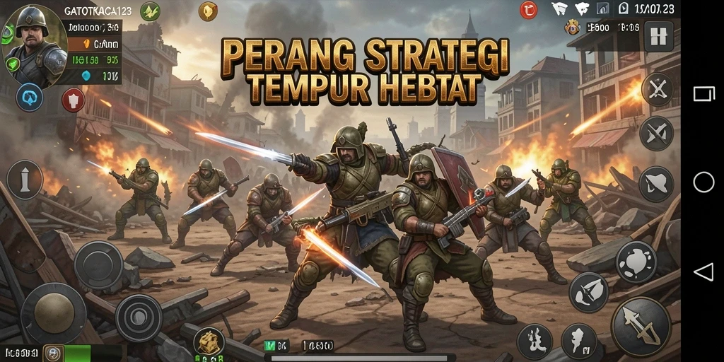 Tampilan gameplay GATOTKACA123 dengan strategi pertempuran yang intens.