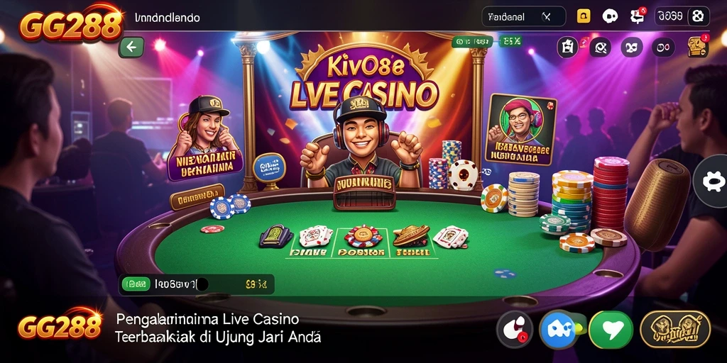 Screenshot gameplay GG288 menampilkan interaksi dealer dan pemain dalam Live Casino.