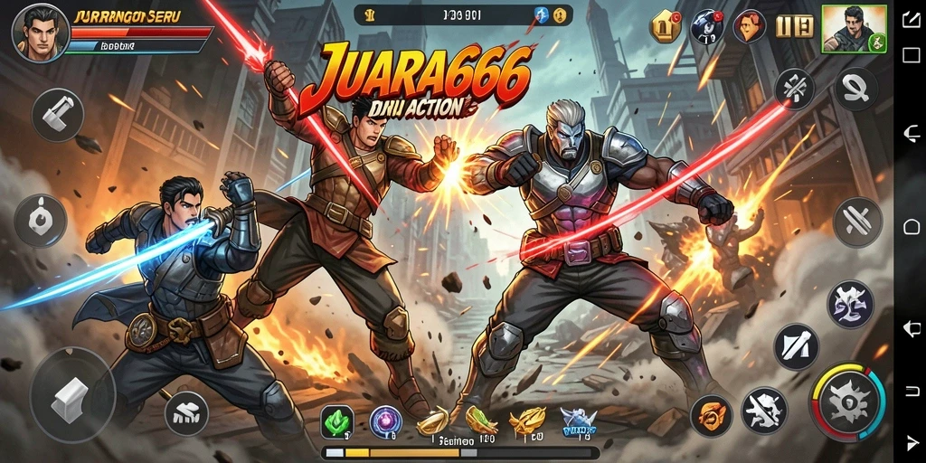 Gameplay seru JUARA666 dengan aksi bertarung mendebarkan.