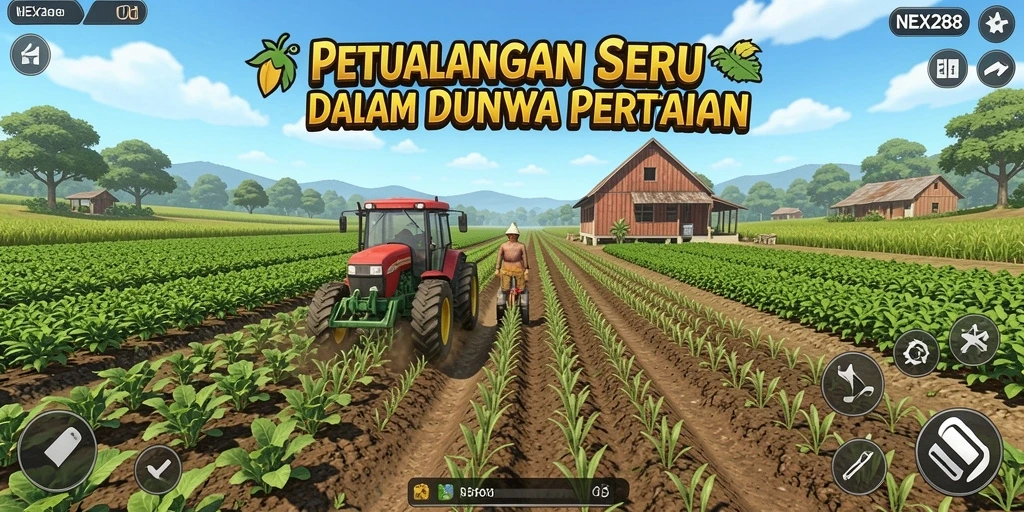 Tangkapan layar NEX288 menampilkan gameplay bertani yang mendebarkan