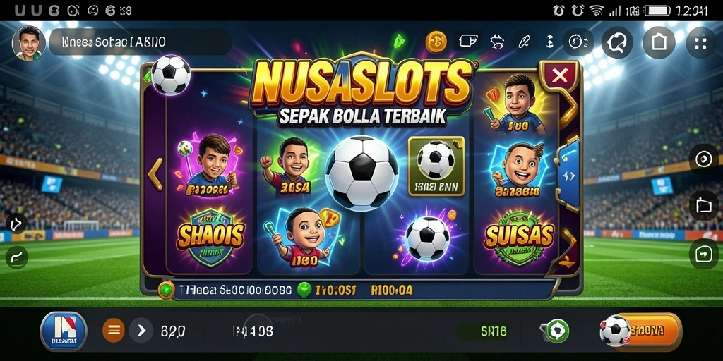 Tampilan gameplay NUSASLOTS dengan tema sepak bola yang mendebarkan.