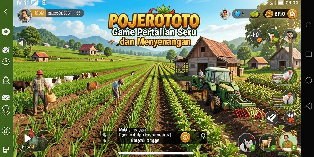 Tampilan gameplay menarik dari POJEROTOTO yang menunjukkan kegiatan bertani.