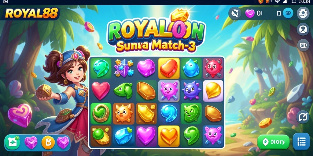 Screenshot utama menunjukkan gameplay penuh warna dan seru di ROYAL88.
