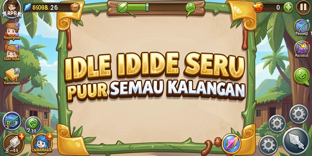 Screenshot RP8 menampilkan karakter yang berkembang dalam permainan Idle.