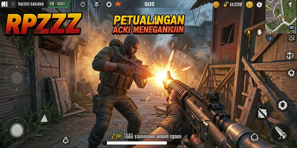 Tampilan gameplay RPZZZ yang menegangkan dan seru dalam aksi TPS.
