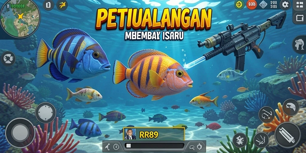 Gameplay memikat dalam RR89 saat menembak ikan.