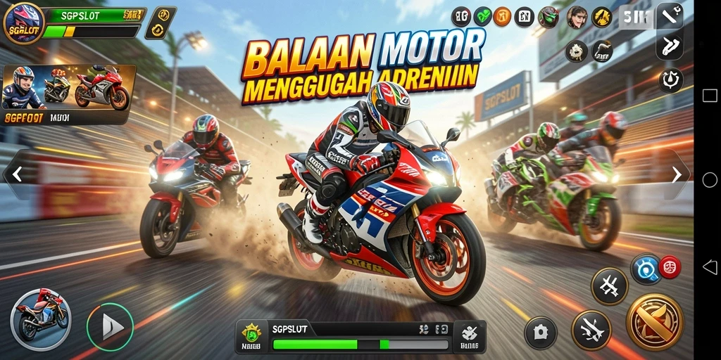 Tampilan menarik dari gameplay balapan motor di SGPSLOT.