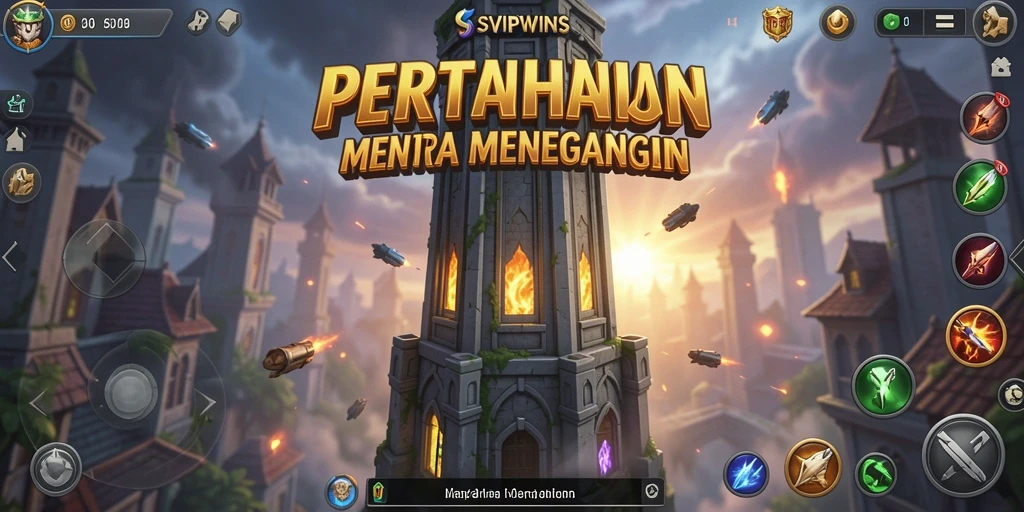 Screenshot gameplay SVIPWINS yang menampilkan momen seru pertahanan menara.